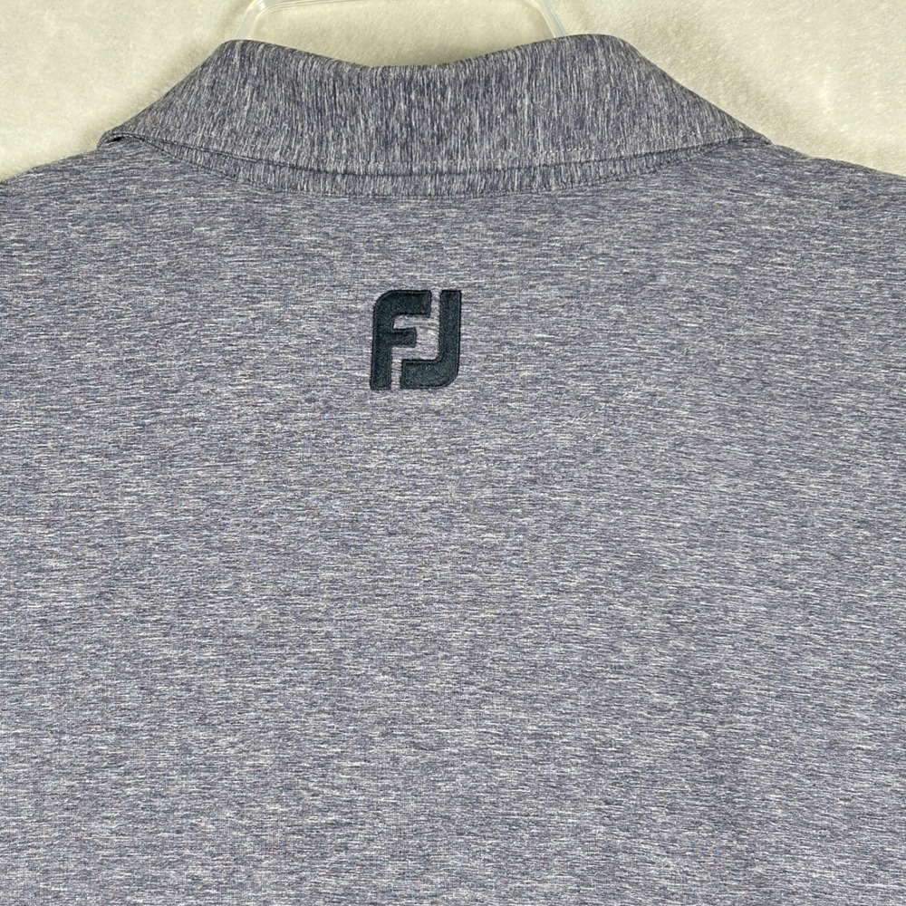 FootJoy Polo Shirt Mens XL Blue Heathered Short Sleeve Golf Athletic Logo - Picture 8 of 9